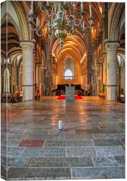 Brutal Assassination in Canterbury Cathedral Canvas Print by Roger Mechan
