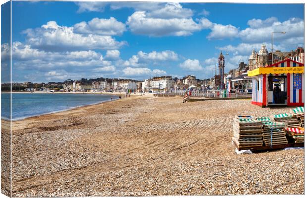 Serene View of Weymouth Beach Canvas Print by Roger Mechan