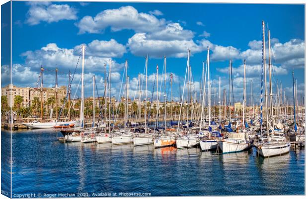 Serene Yachting Marina in Barcelona Canvas Print by Roger Mechan