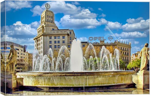 The Opel Building and its Fountains Canvas Print by Roger Mechan