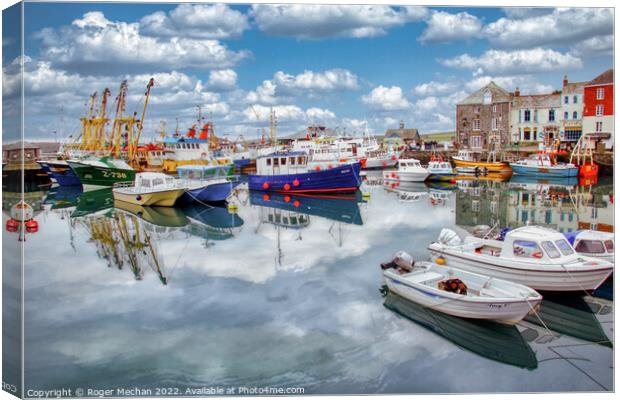 Serenity at Padstow Harbour Canvas Print by Roger Mechan