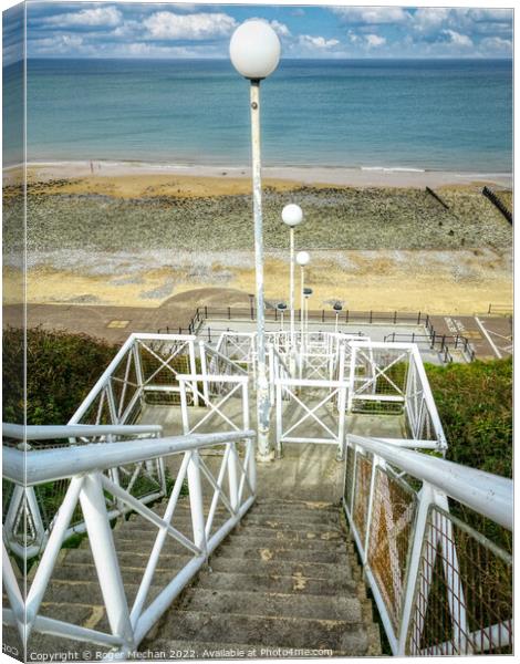 Steps to Cromer Beach Canvas Print by Roger Mechan