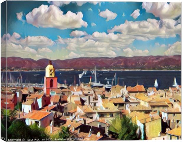 A Serene View of St Tropez Canvas Print by Roger Mechan