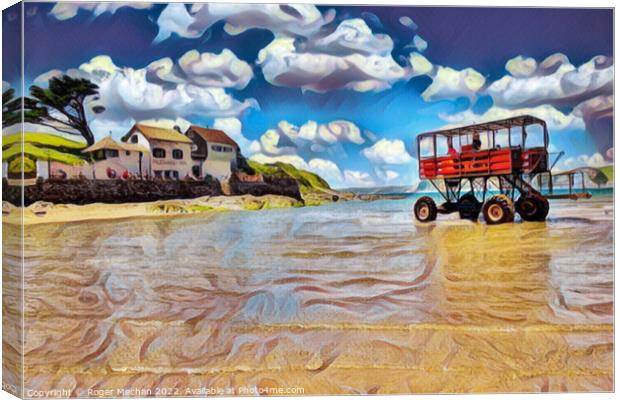 The Iconic Sea Tractor of Burgh Island Canvas Print by Roger Mechan