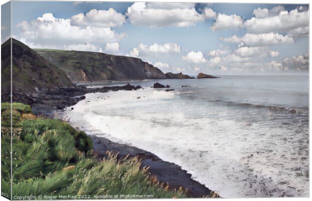 Serene Welcombe Mouth Bay Canvas Print by Roger Mechan