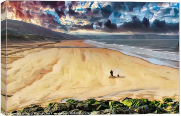Golden Sands of Woolacombe Bay Canvas Print by Roger Mechan