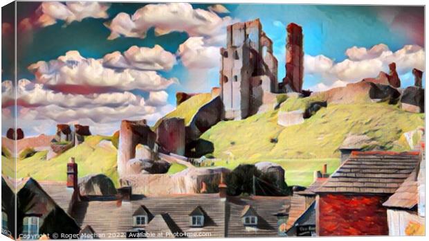 Enthralling Ruins of Corfe Castle Canvas Print by Roger Mechan