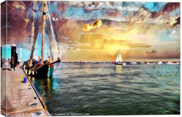 Sunlit Sailing Scene Canvas Print by Roger Mechan