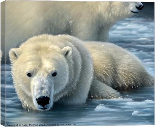 Arctic Predator's Swim Canvas Print by Roger Mechan