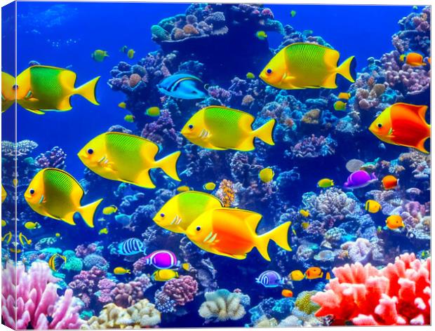 A Vibrant Coral Reef Ecosystem Canvas Print by Roger Mechan