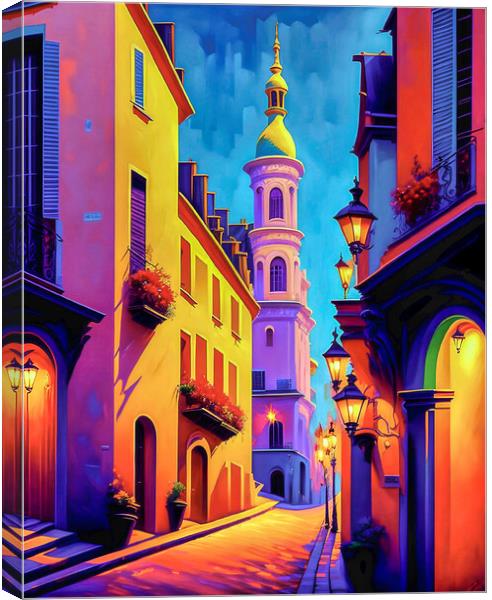 Parisian Nightscape Canvas Print by Roger Mechan