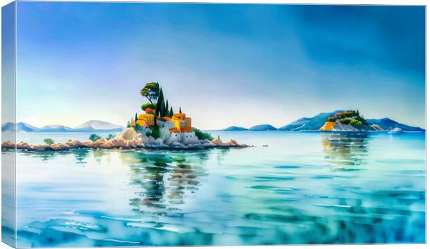 Enchanting Islands Emerging from Serene Mediterran Canvas Print by Roger Mechan