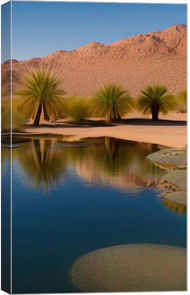 Serene Desert Oasis Canvas Print by Roger Mechan