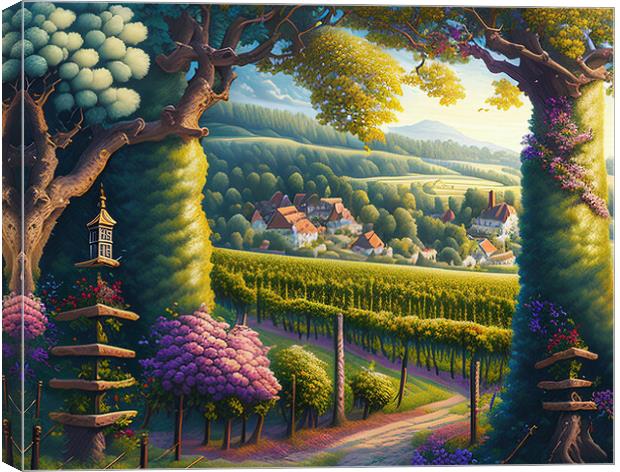 Serene village in French wine country Canvas Print by Roger Mechan