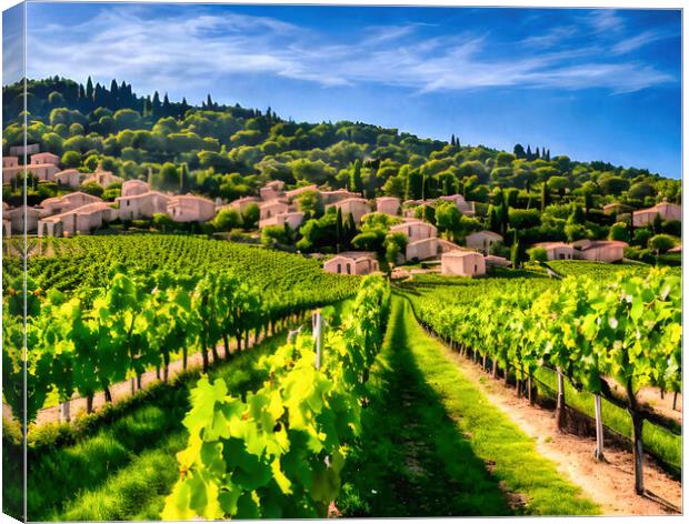Rustic Charm of Provencal Vineyards Canvas Print by Roger Mechan
