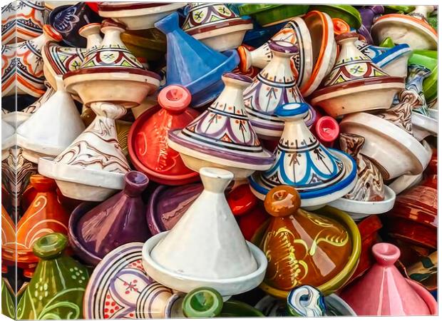 "Vibrant Symphony of Tagines" Canvas Print by Roger Mechan