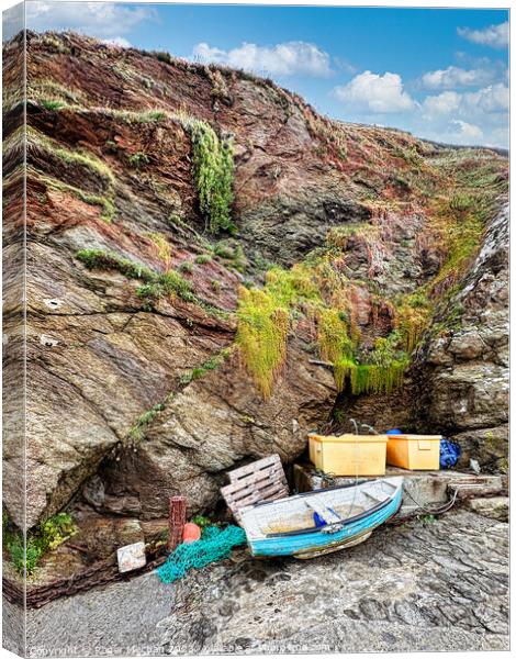 Old boat on the slipway on the Lizard peninsula Cornwall Canvas Print by Roger Mechan