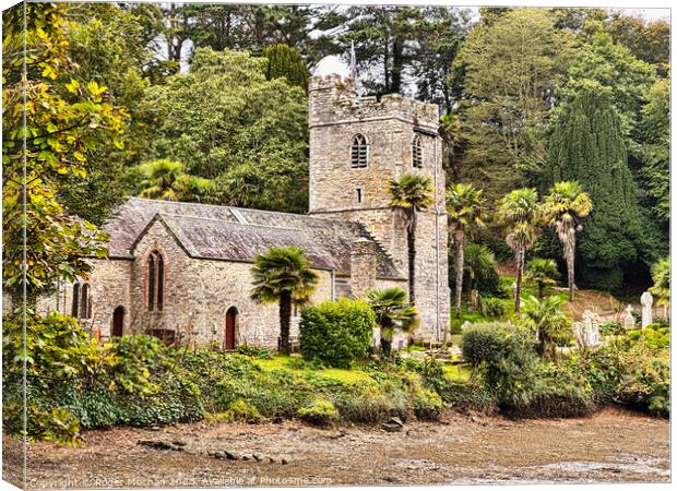 St Just in Roseland church Cornwall Canvas Print by Roger Mechan