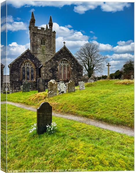 Sheepstor church  Dartmoor Devon Canvas Print by Roger Mechan