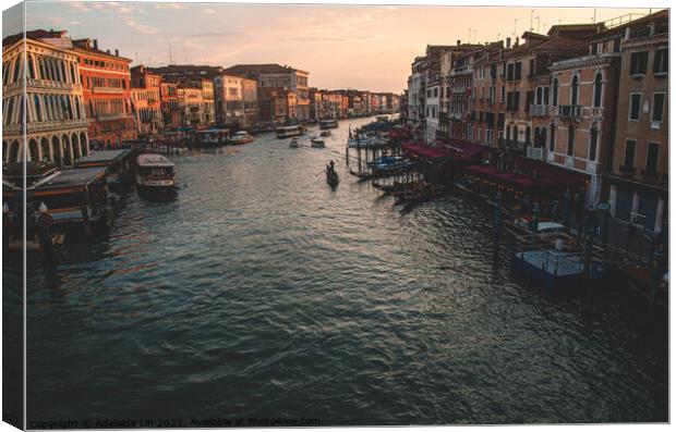 Sunset in Venice Canvas Print by Adelaide Lin