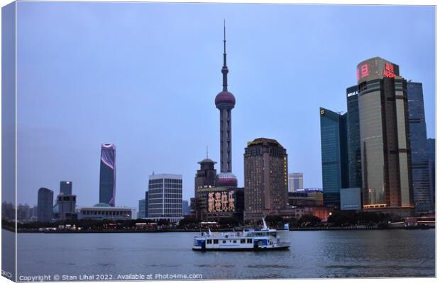 Shanghai skyscrapers in the evening Canvas Print by Stan Lihai