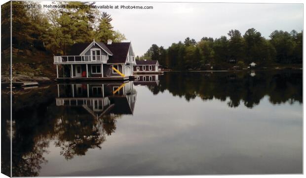 Cottage on Lake Muskoka Canvas Print by Mehmood Neky