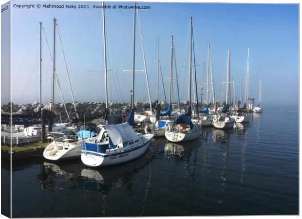 Boats at White Rock Promenade Canvas Print by Mehmood Neky