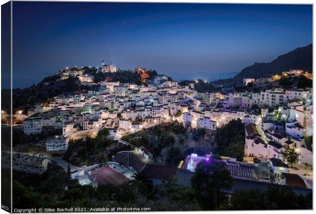 Casares Spanish town at night Canvas Print by Giles Rocholl