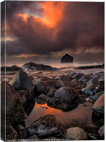 Dramatic red sunset Iceland Canvas Print by Giles Rocholl