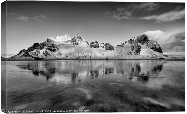 Snow and ice Vestrahorn Iceland Canvas Print by Giles Rocholl