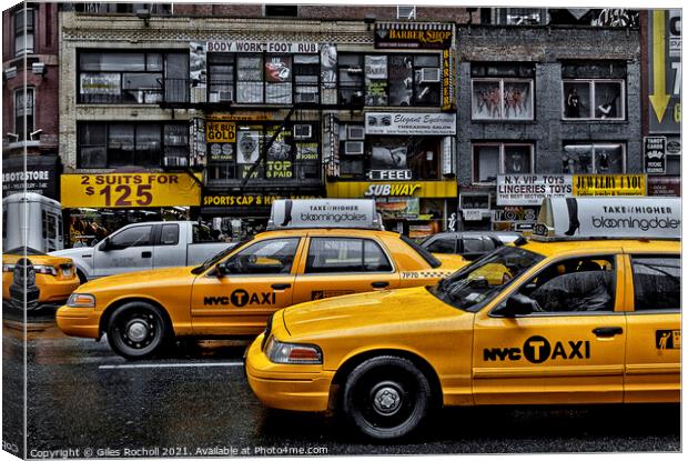 Yellow taxi cabs New York Canvas Print by Giles Rocholl