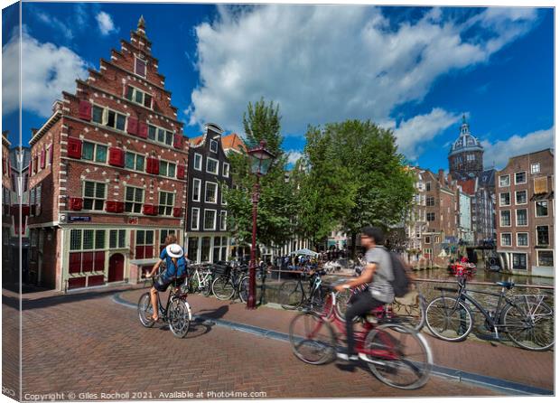 Amsterdam cyclists Netherlands Canvas Print by Giles Rocholl