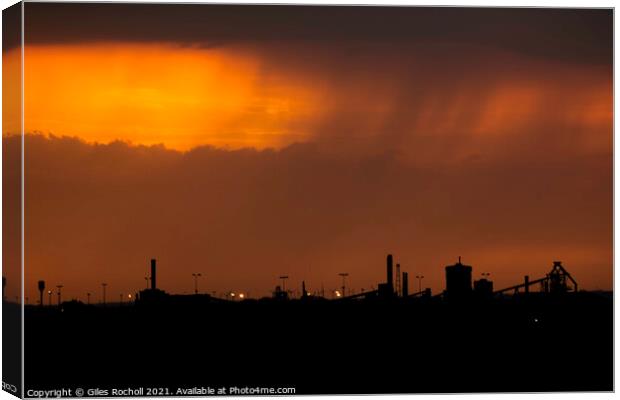 Industrial sunset silhouette Canvas Print by Giles Rocholl