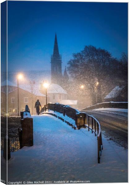 Snow Otley winter Yorkshire Canvas Print by Giles Rocholl