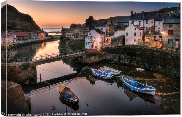 Staithes fishing village Yorkshire Canvas Print by Giles Rocholl