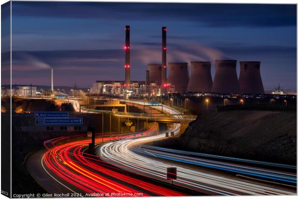 A1 Yorkshire car light trails Canvas Print by Giles Rocholl