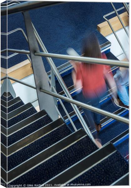 Abstract modern architectural interior stairs Canvas Print by Giles Rocholl