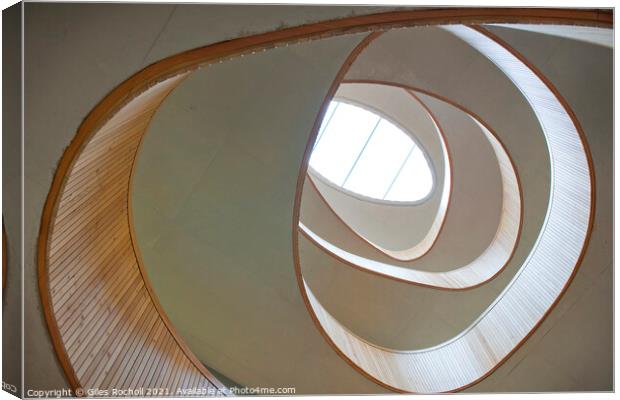 Abstract spiral stair well Canvas Print by Giles Rocholl