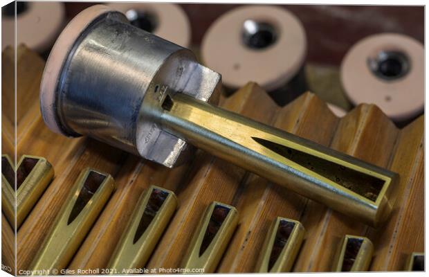 Metal organ pipe reeds Canvas Print by Giles Rocholl