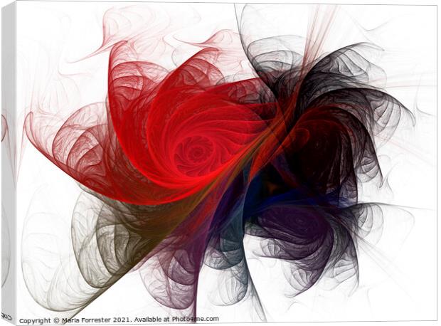 Red Spiral Fusion Fractal Art Canvas Print by Maria Forrester