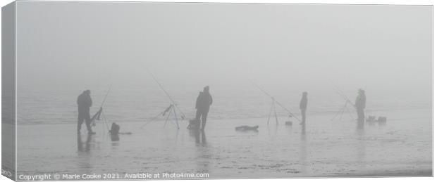 Fishing in the fog Canvas Print by Marie Cooke