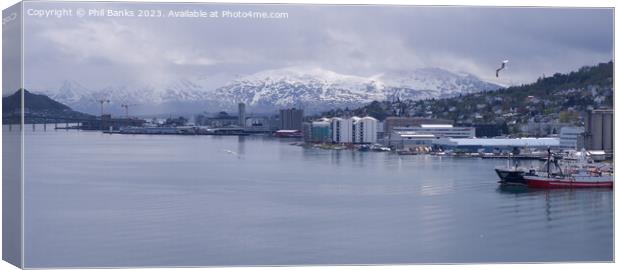 Tromso in Northern Norway on a bright day in early June Canvas Print by Phil Banks