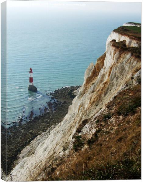 Beachy Head Cliffs and Lighthouse  Canvas Print by Phil Banks