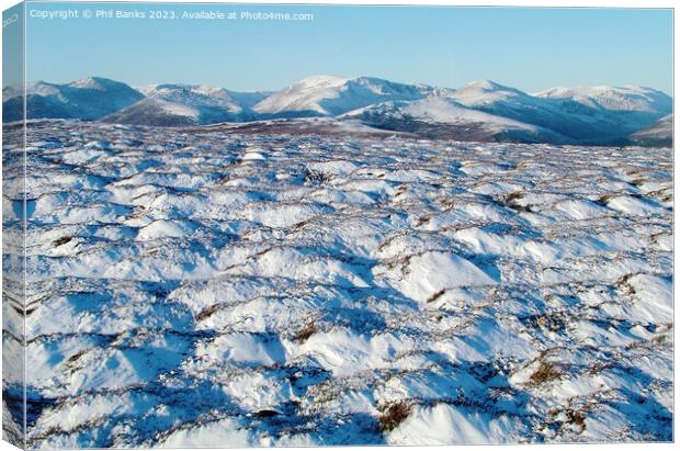The Cairngorm Mountains in early winter Canvas Print by Phil Banks
