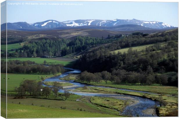 River Aa'n and Ben Aa'n in Spring Canvas Print by Phil Banks