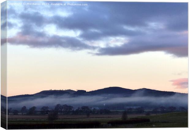 Mist forming at sunset  in Strathspey Canvas Print by Phil Banks