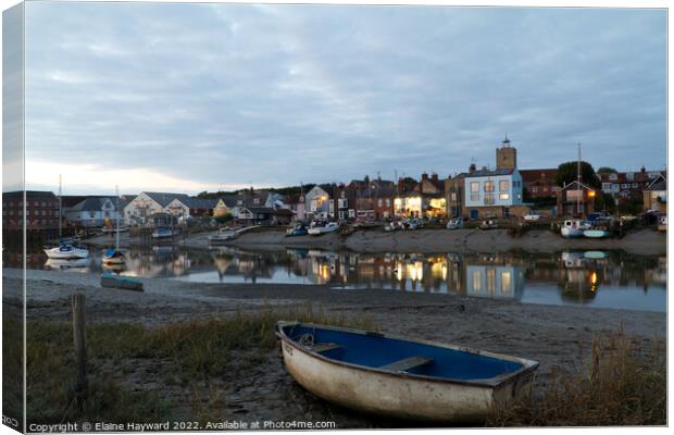 Wivenhoe on the River Colne during blue hour Canvas Print by Elaine Hayward