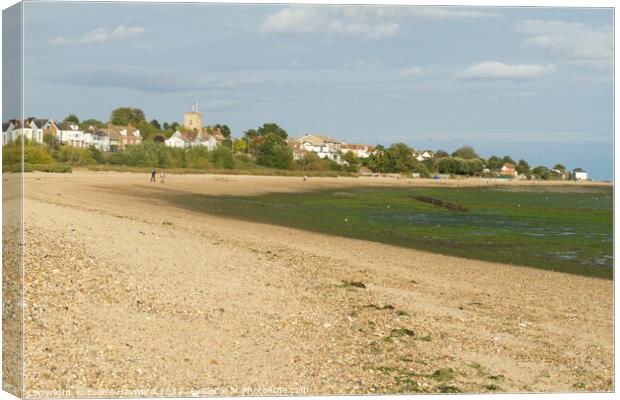 West Mersea beach at low tide Canvas Print by Elaine Hayward