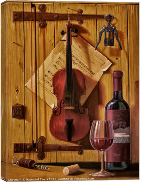 Wine and Accompaniment Canvas Print by Raymond Evans