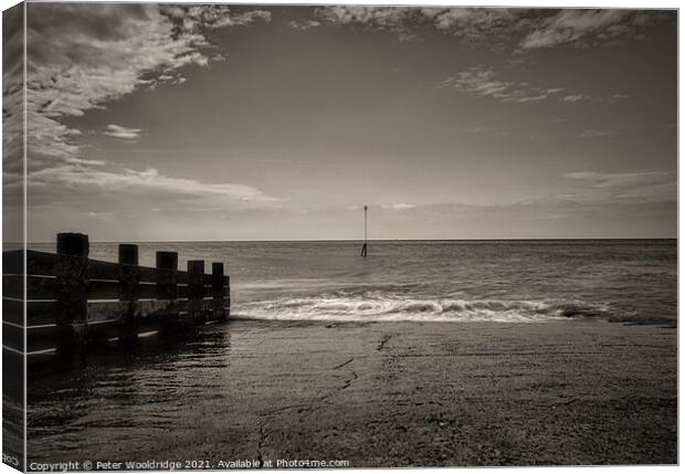 A view from Seaford pier, East Sussex  Canvas Print by Peter Wooldridge